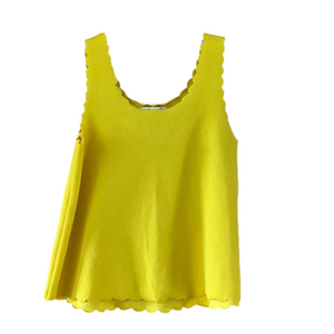 The Vanity Room Yellow Tank Top Scalloped Hem